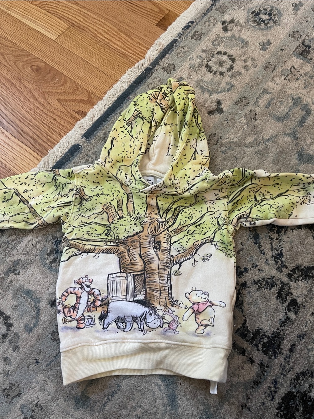 Disney Parks Winnie the Pooh Kids Hoodie - Yellow Green Tree Print
